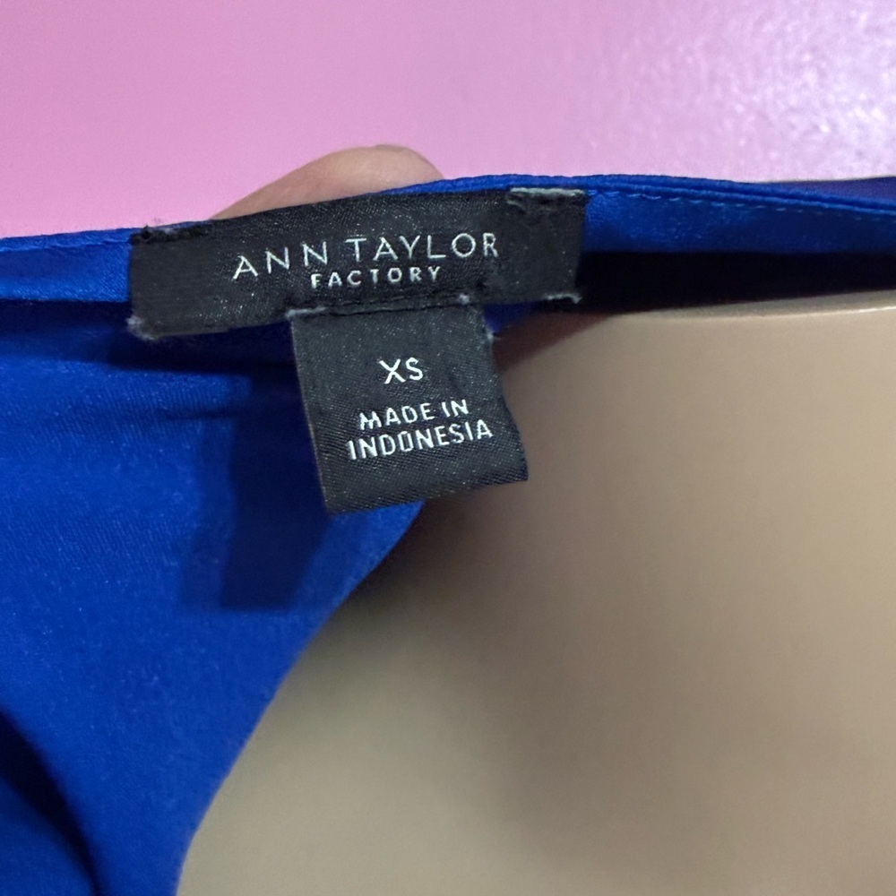 Ann Taylor Royal Blue Satin Boatneck Blouse - Picture 5 of 5